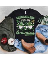 Retro Groovy St Patricks Day Shenanigans With My Gnomies Shirt Unisex Standard T-Shirt black s