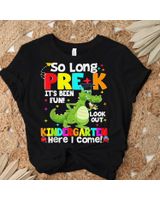So Long Pre-k Kindergarten Here I Come Dinosaur Graduation Shirt Unisex Standard T-Shirt black s