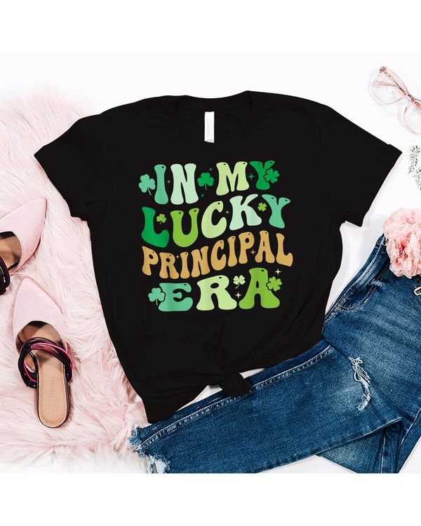 In My Lucky Principal Era Groovy St Patricks Day Shirt