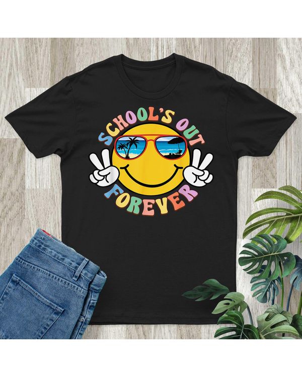 Retro Groovy School's Out Forever Retired Teacher Retirement Shirt